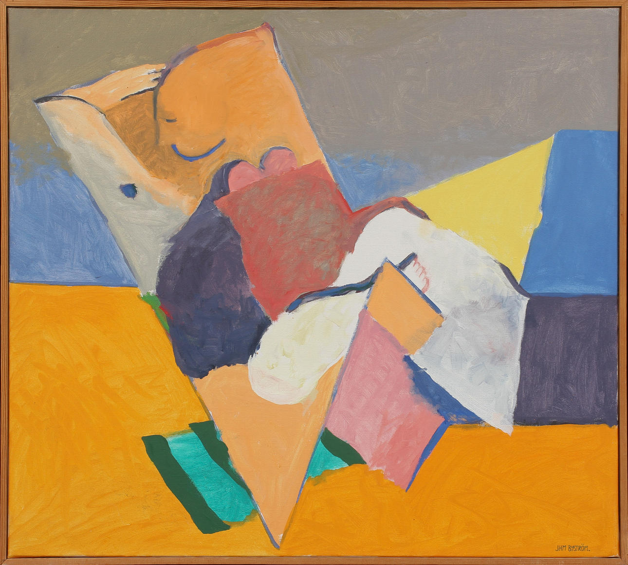 JÖRGEN BYSTRÖM. "Strandstolen". Olja på duk, signerad och daterad 1973.