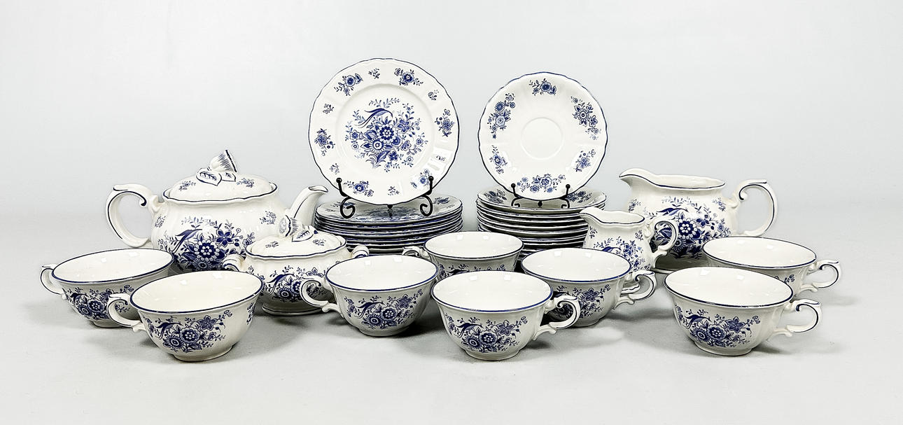 TESERVIS, 35 delar, "Fågel blå", Rörstrand.