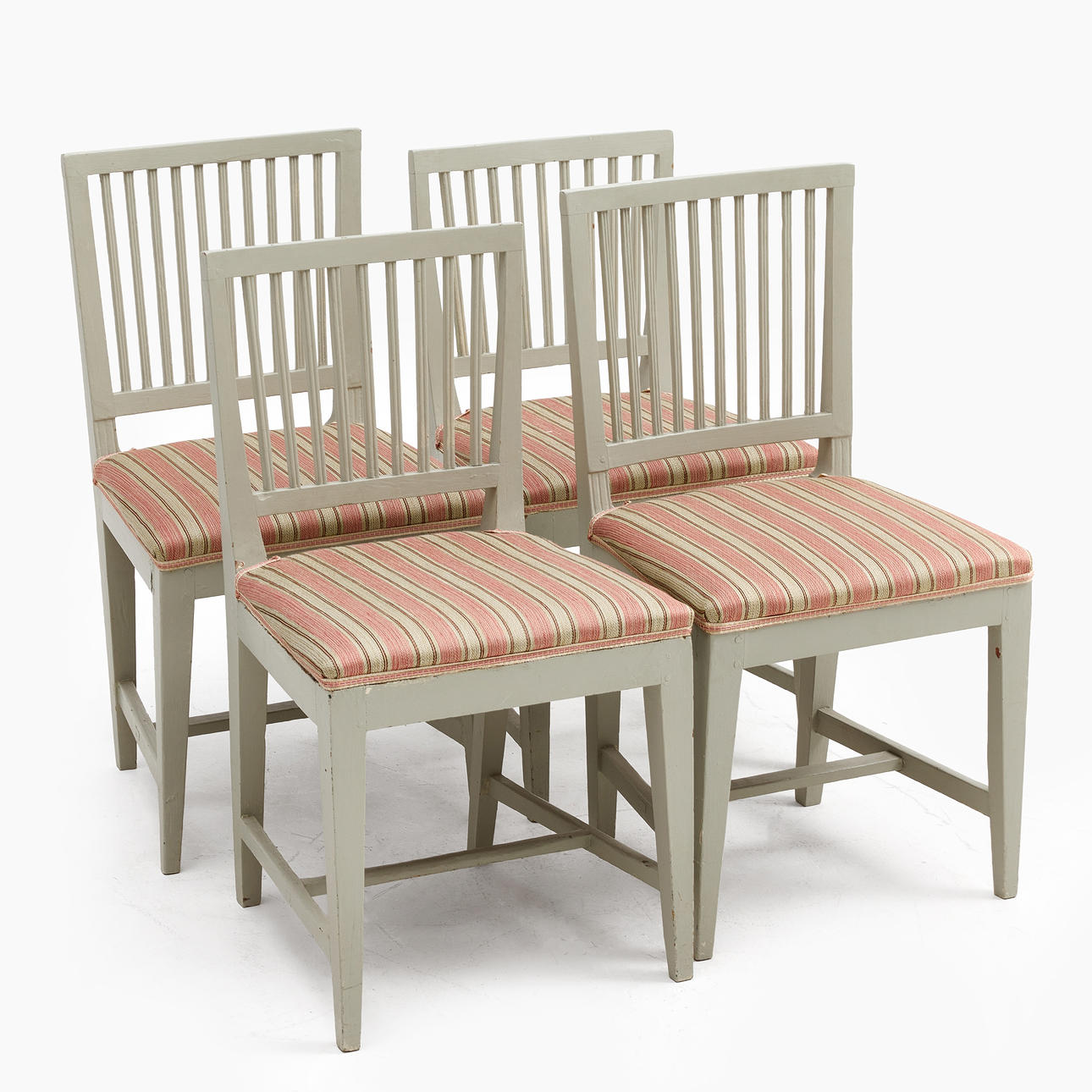 A set of 4 chairs with backrest, painted, mid 19th century.