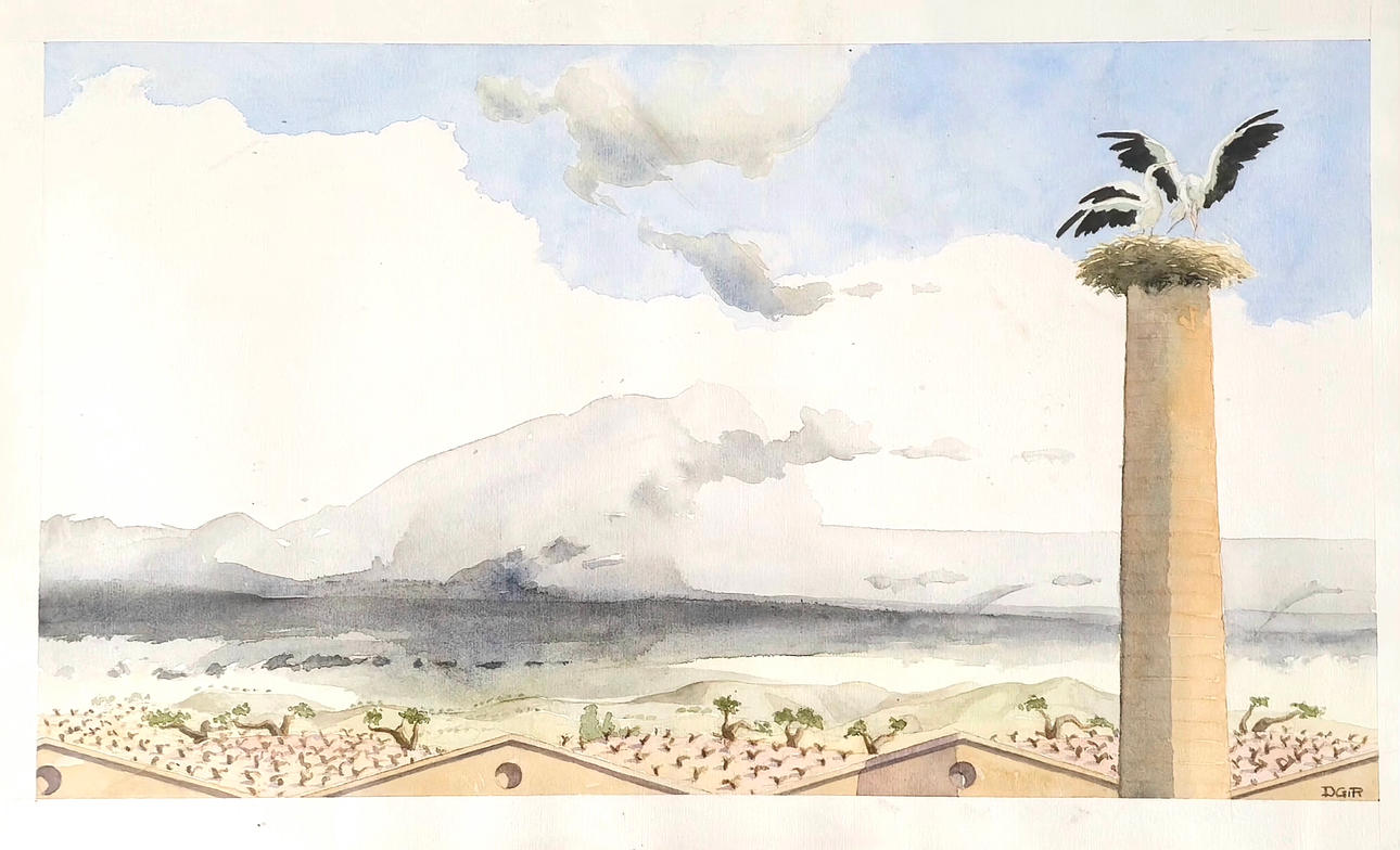 LANDSCAPE. WATERCOLOR ON PAPER. SIGNED BY DGIR.