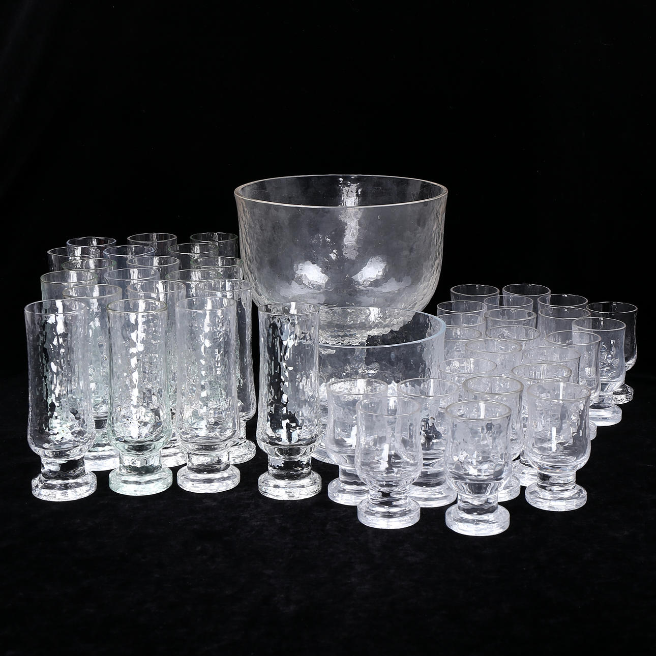 GÖRAN WÄRFF. Glass tableware, 44 pieces, “Rustica”, Pukeberg.