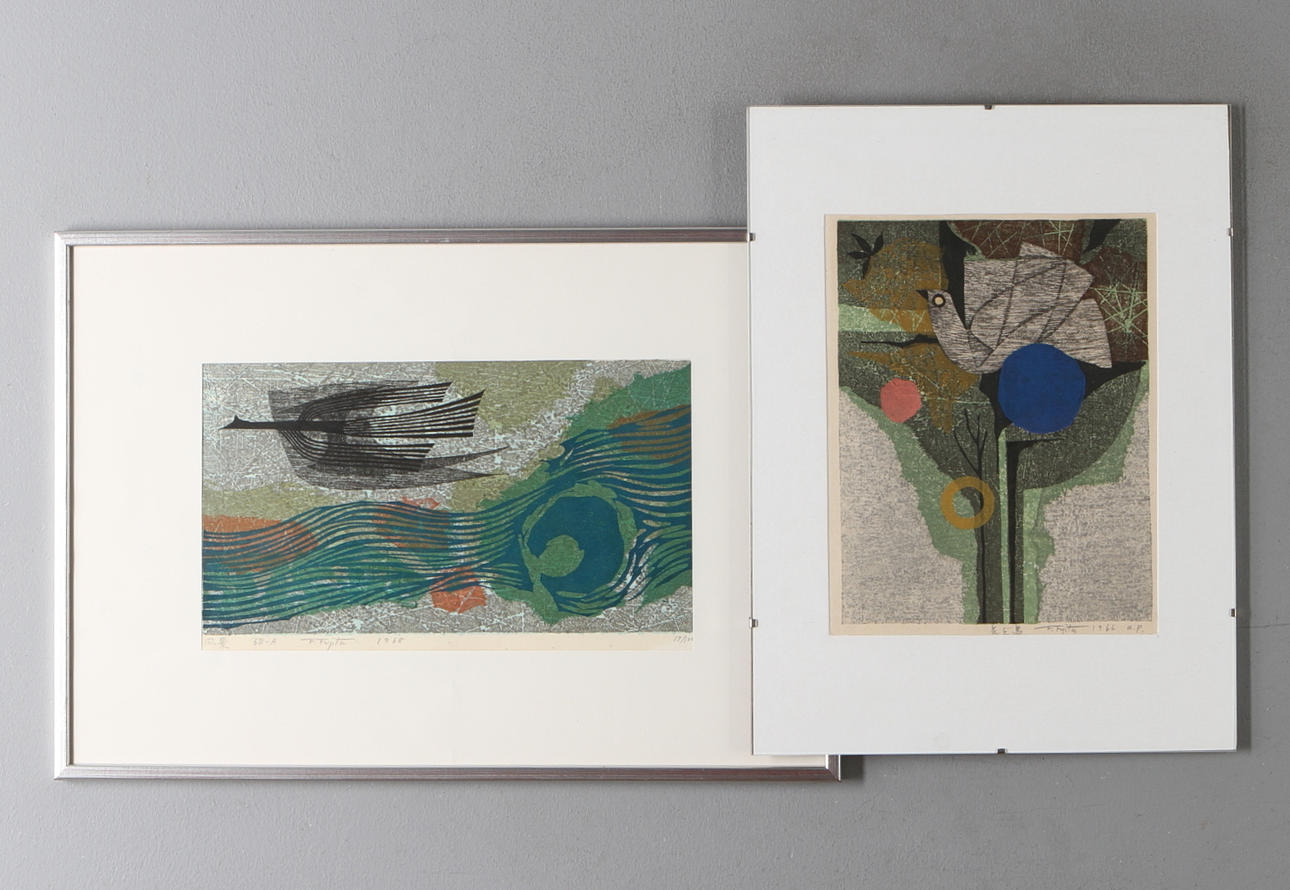 FUMIO FUJITA. 2 st, träsnitt, signerade och numrerade.