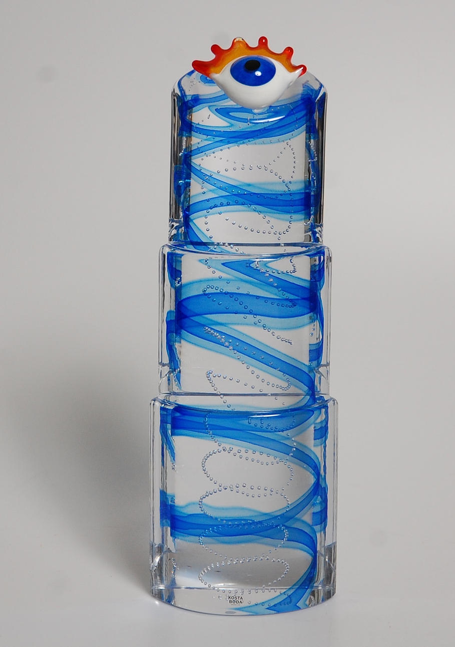 SKULPTUR, glas Kjell Engman, märkt GP 7005991 Kosta Boda, signerad.