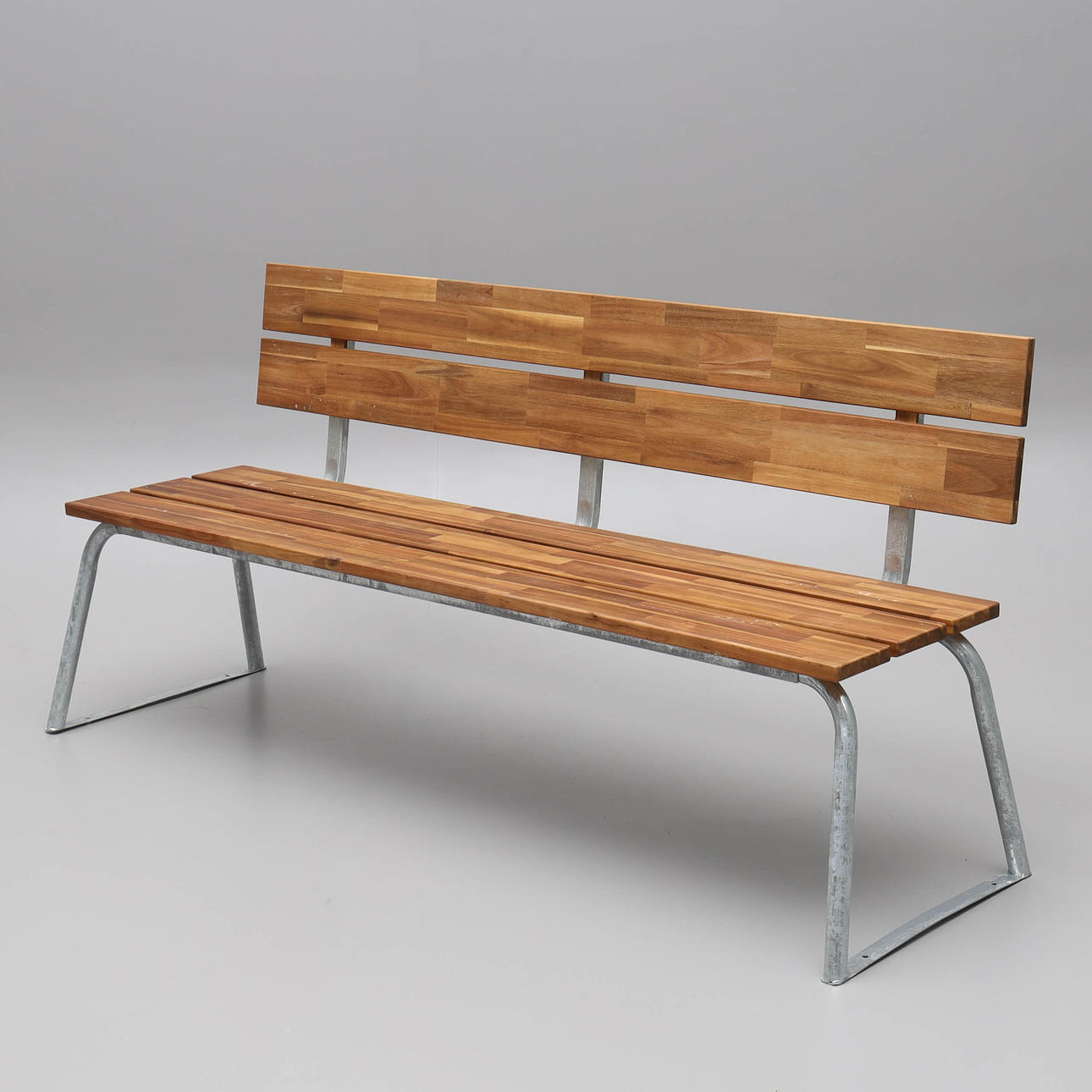 PARK BENCH, acacia, galvanized frame, contemporary.