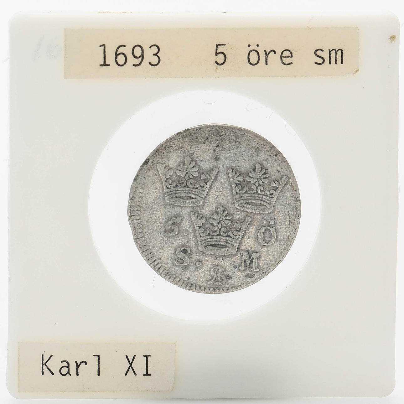 Kolikko, hopeaa, Kaarle XI, 5 öre, 1693.