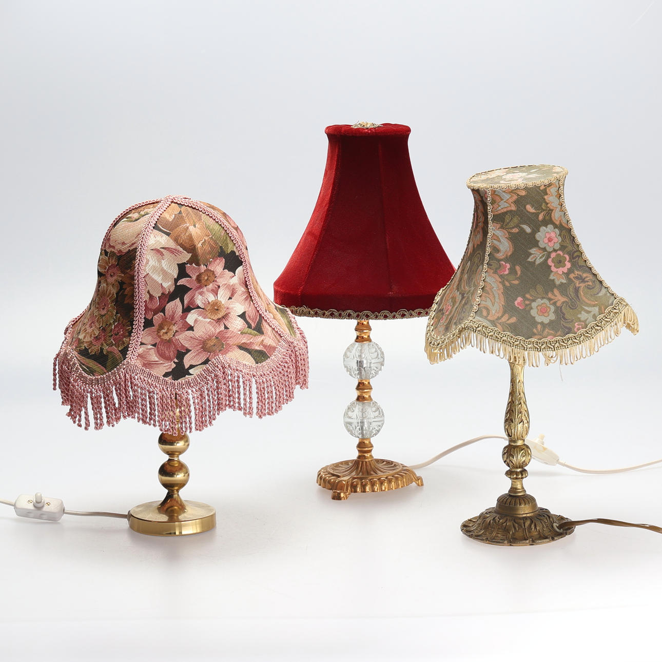 Lámparas de mesa 3 piezas Latón/Vidrio.