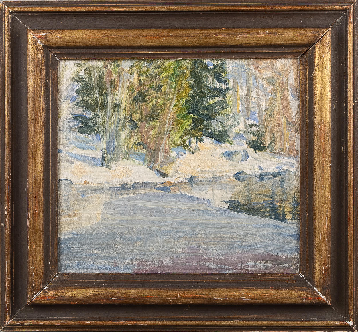 ROBERT LÖFGREN (1893-1978). Vinterlandskab, olie på masonit.