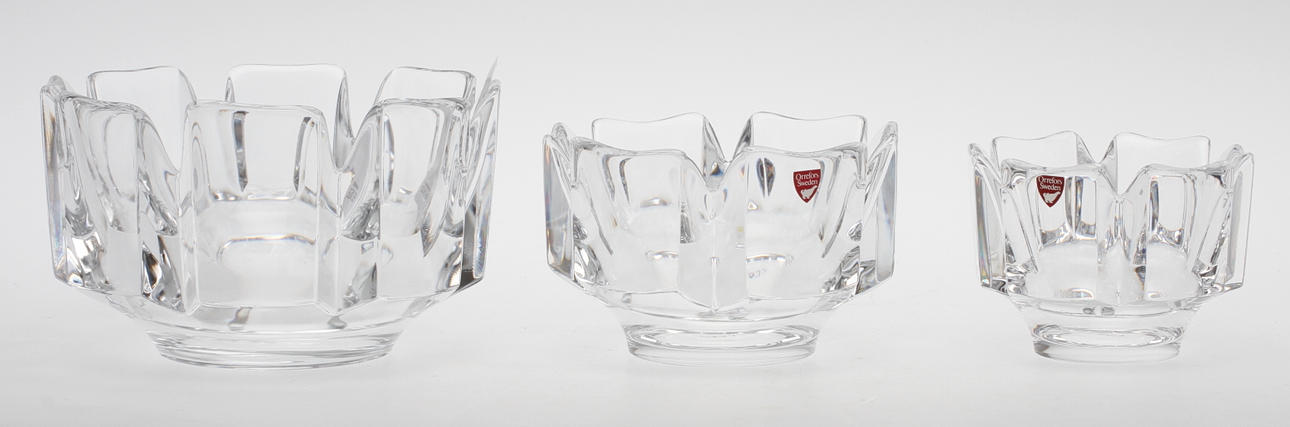SKÅLAR, 3 st, glas, "Corona", Lars Hellsten, Orrefors.