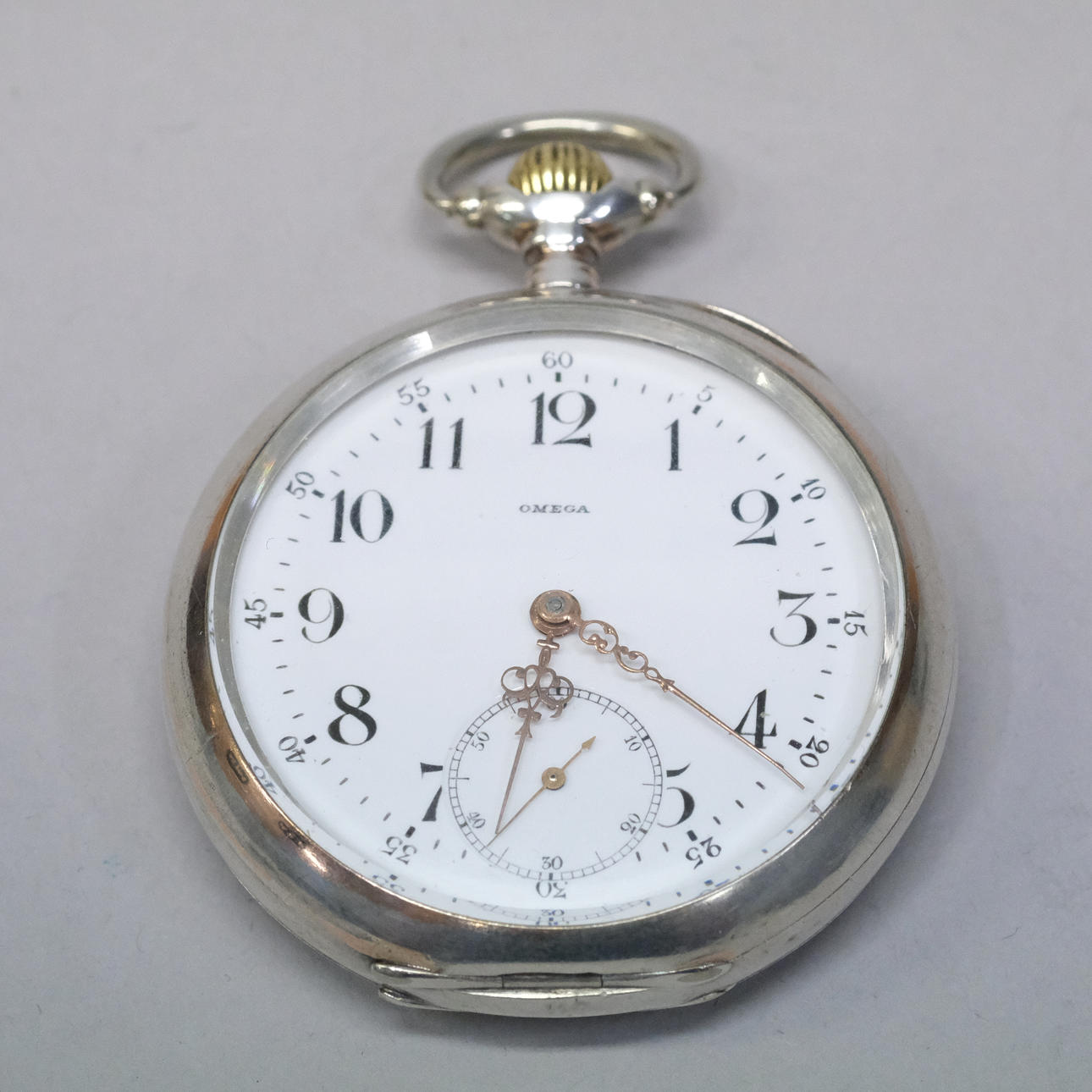 OMEGA. POCKET WATCH. SILVER. AROUND 1897.