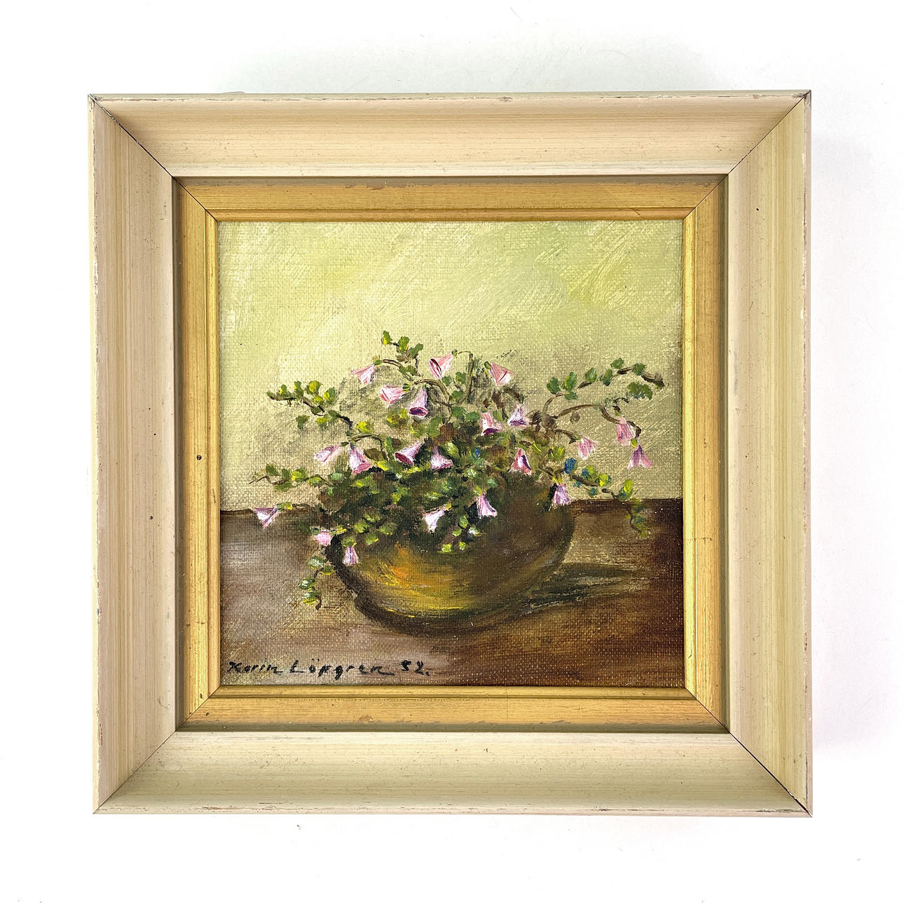KARIN LÖFGREN. Oil on panel, flower still life, signed & dated -52.