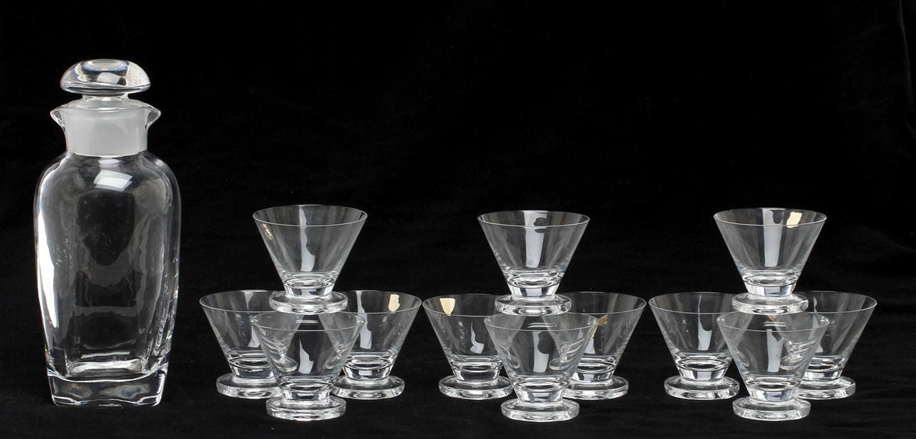 COCKTAILSET, 13 delar, glas, Vicke Lindstrand, Orrefors.