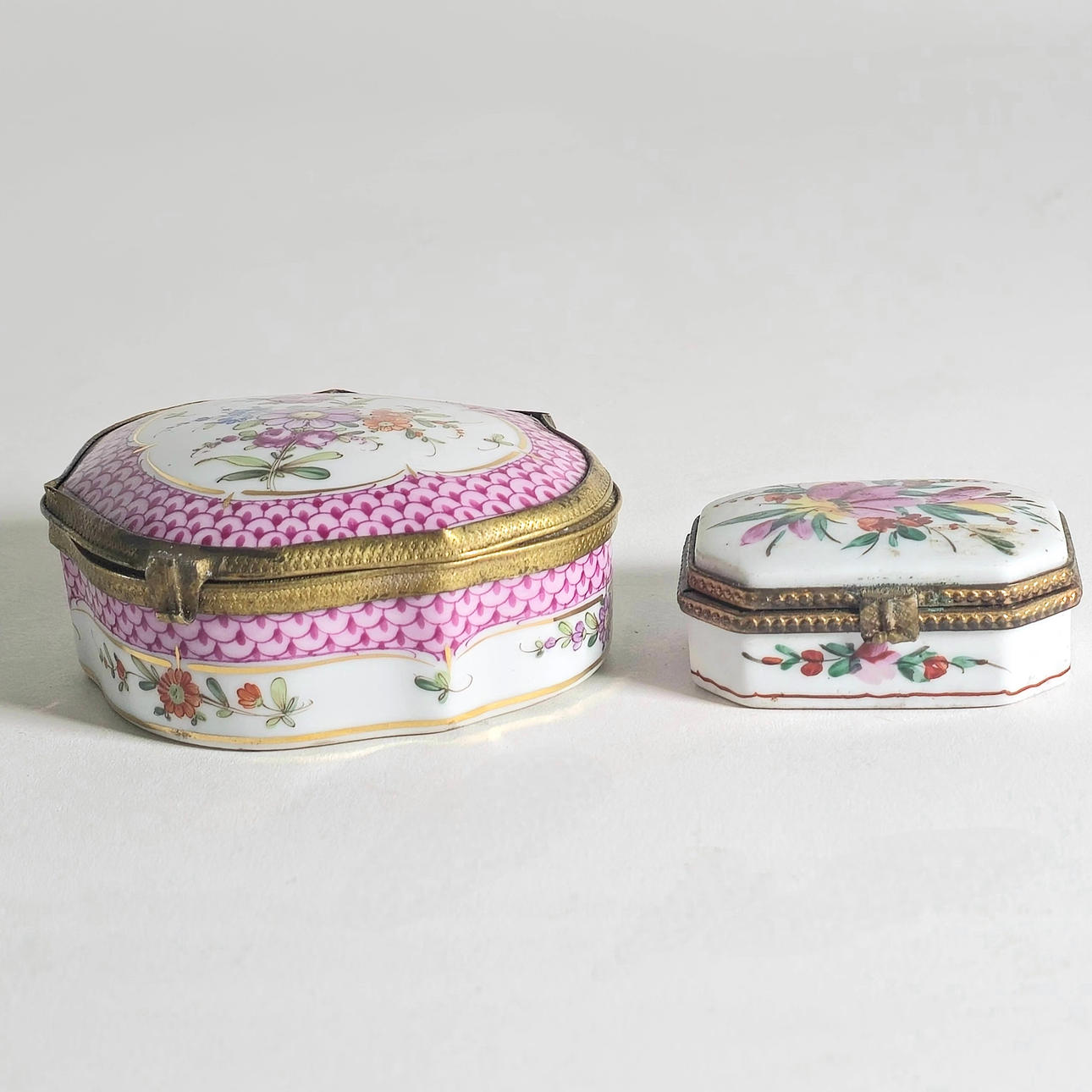 TWO ANTIQUE PORCELAIN BOXES.