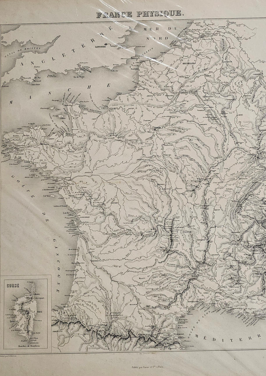 PHYSIQUE FRANCE LANDKARTE.