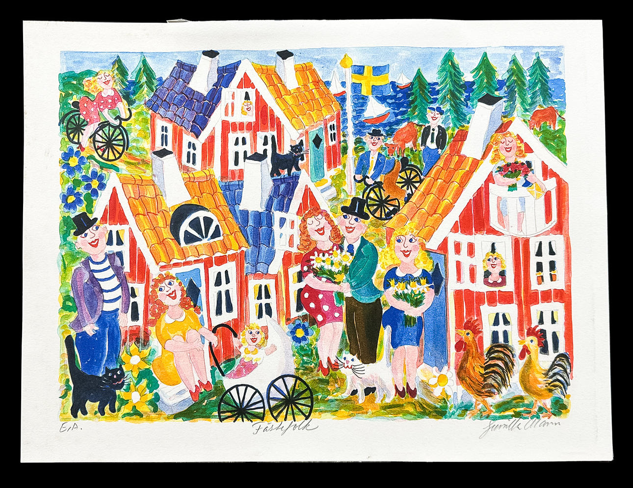 GUNILLA MANN. FARBLITHOGRAFIE, „Fasteners“, markiert E.A. signiert.