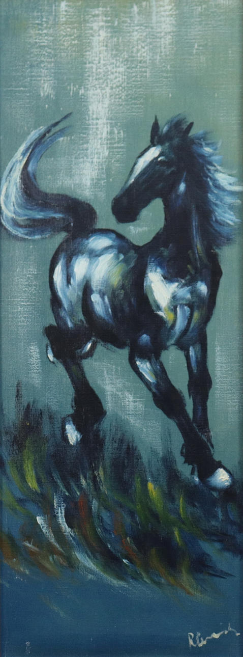 CARL JULIUS. óleo sobre lienzo, caballo.