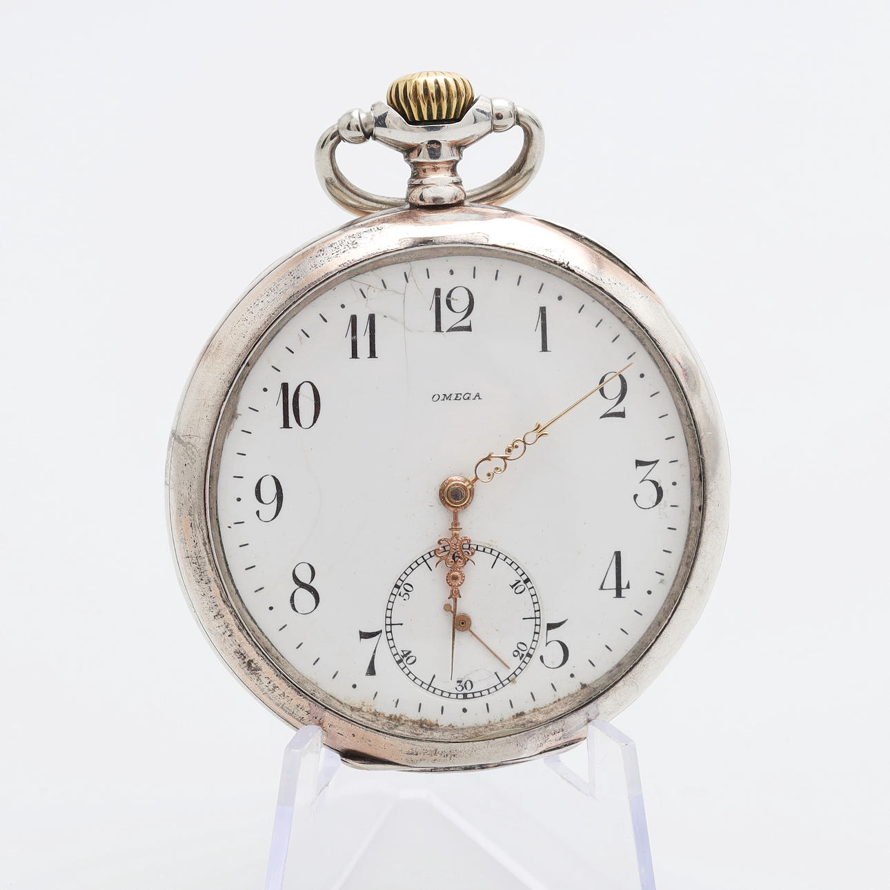 Pocket watch, silver, Omega.