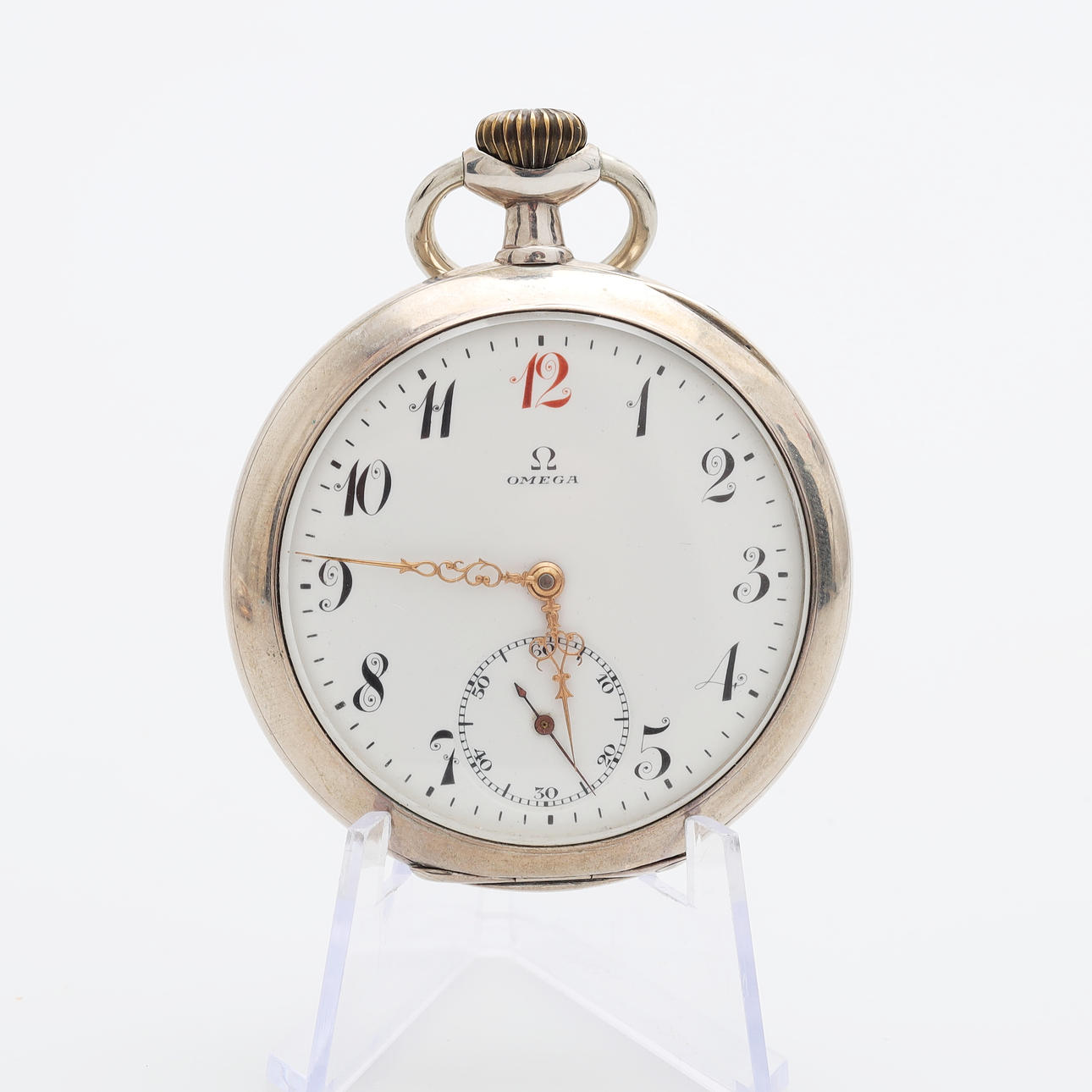 Pocket watch, silver, Omega, redtolva.