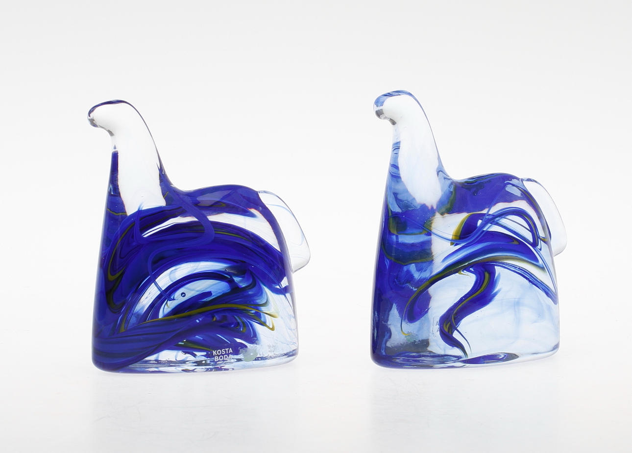 FIGURINER, glas, ett par, "Swedish Horse", Anne Ehrner, Kosta Boda.