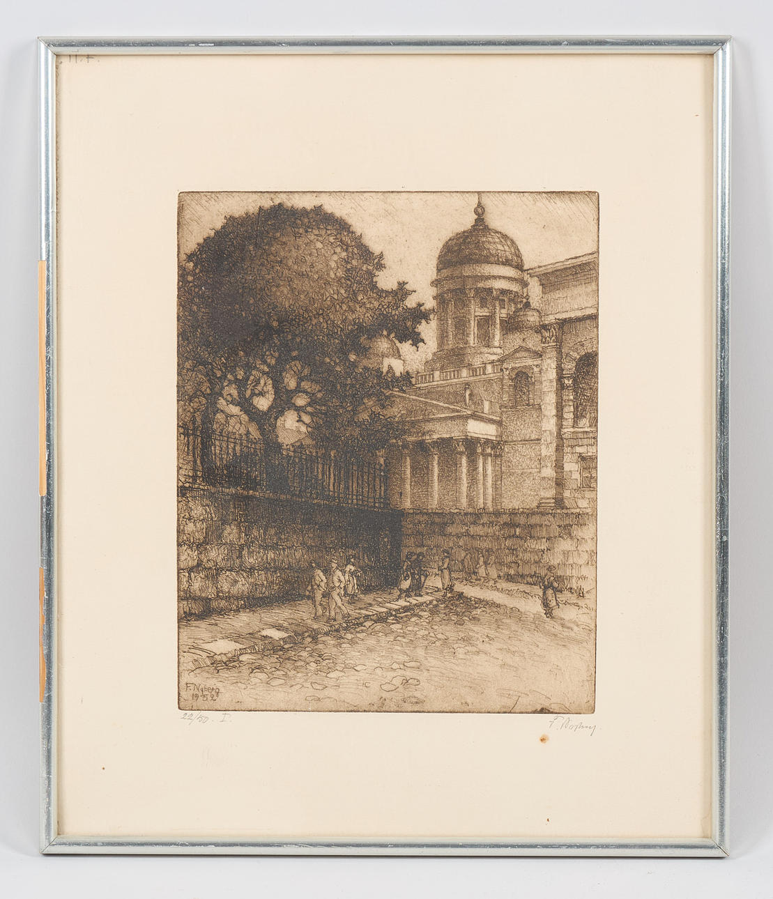 FRANS NYBERG. Helsinki motif, signed and in plate dated 1952, etching 22/50 I.