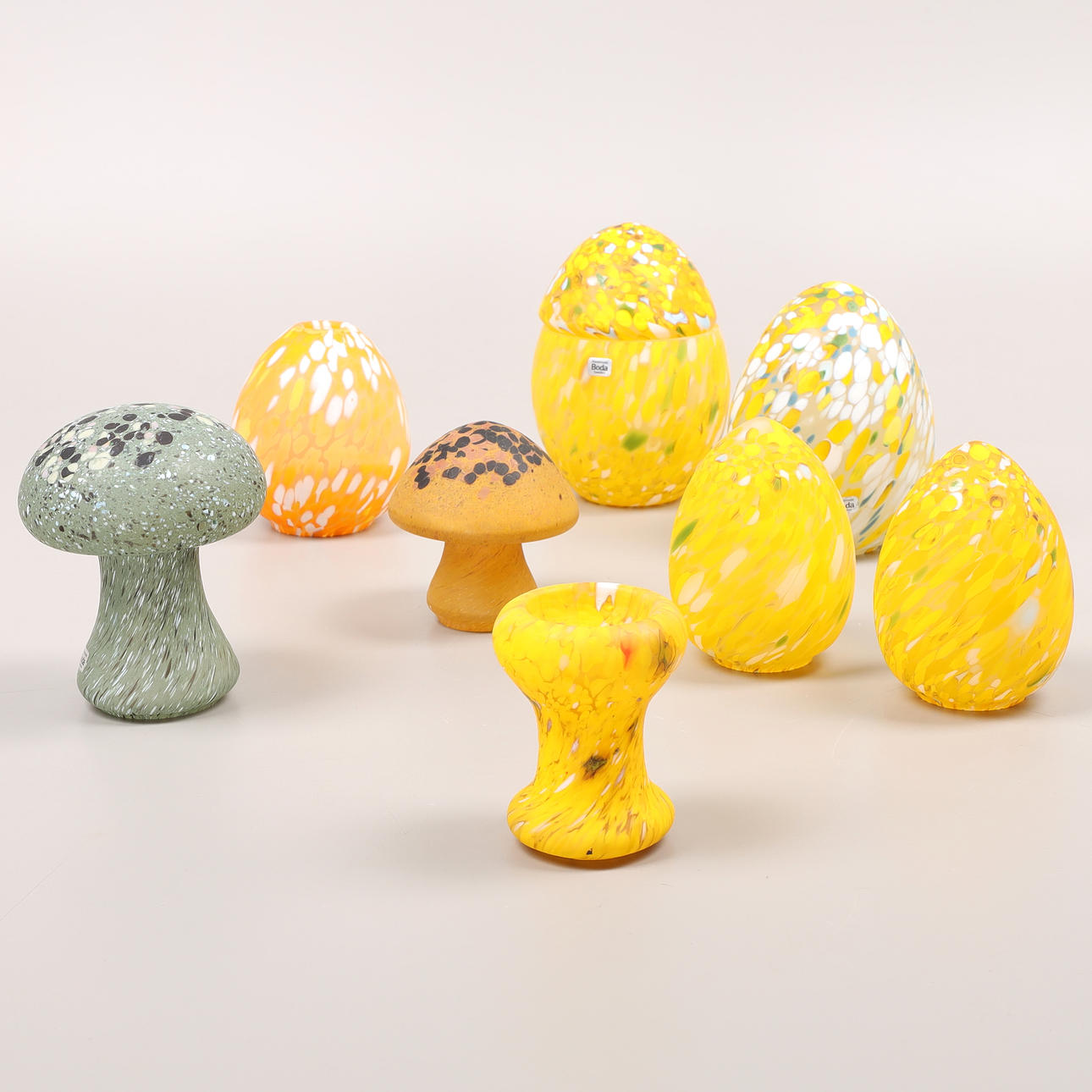 MONICA BACKSTRÖM. Glass objects, 8 pieces, Boda.