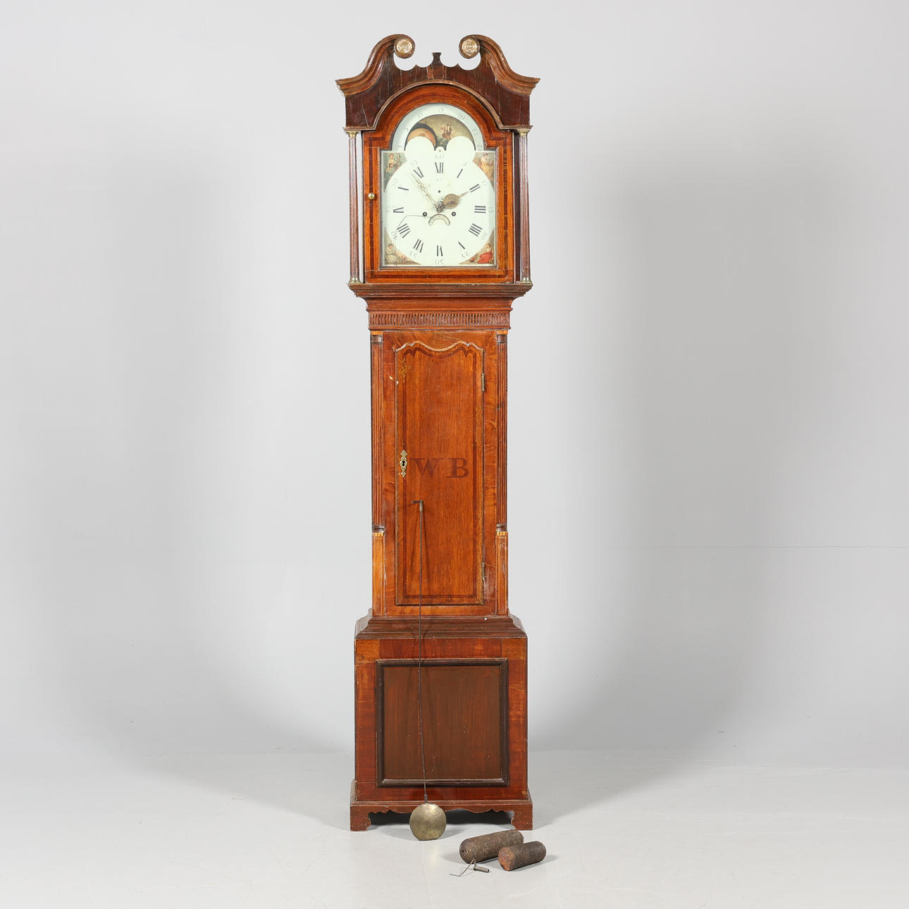 A 18th/20th century floor clock, marked WB.