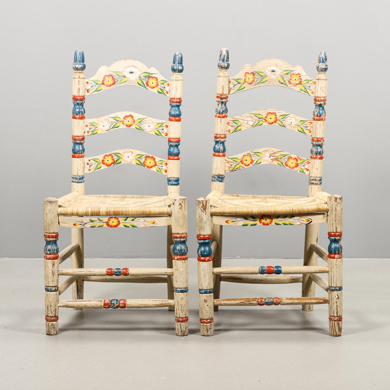 Two chairs, probably Hindeloopen, Netherlands, mid 20th century.