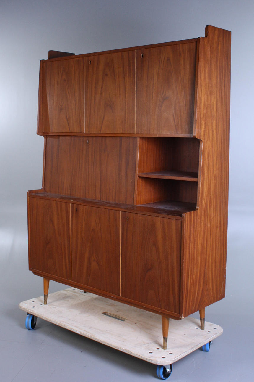 BOKHYLLA/SKÅP, teak, Bränntorps 1950/60-tal.