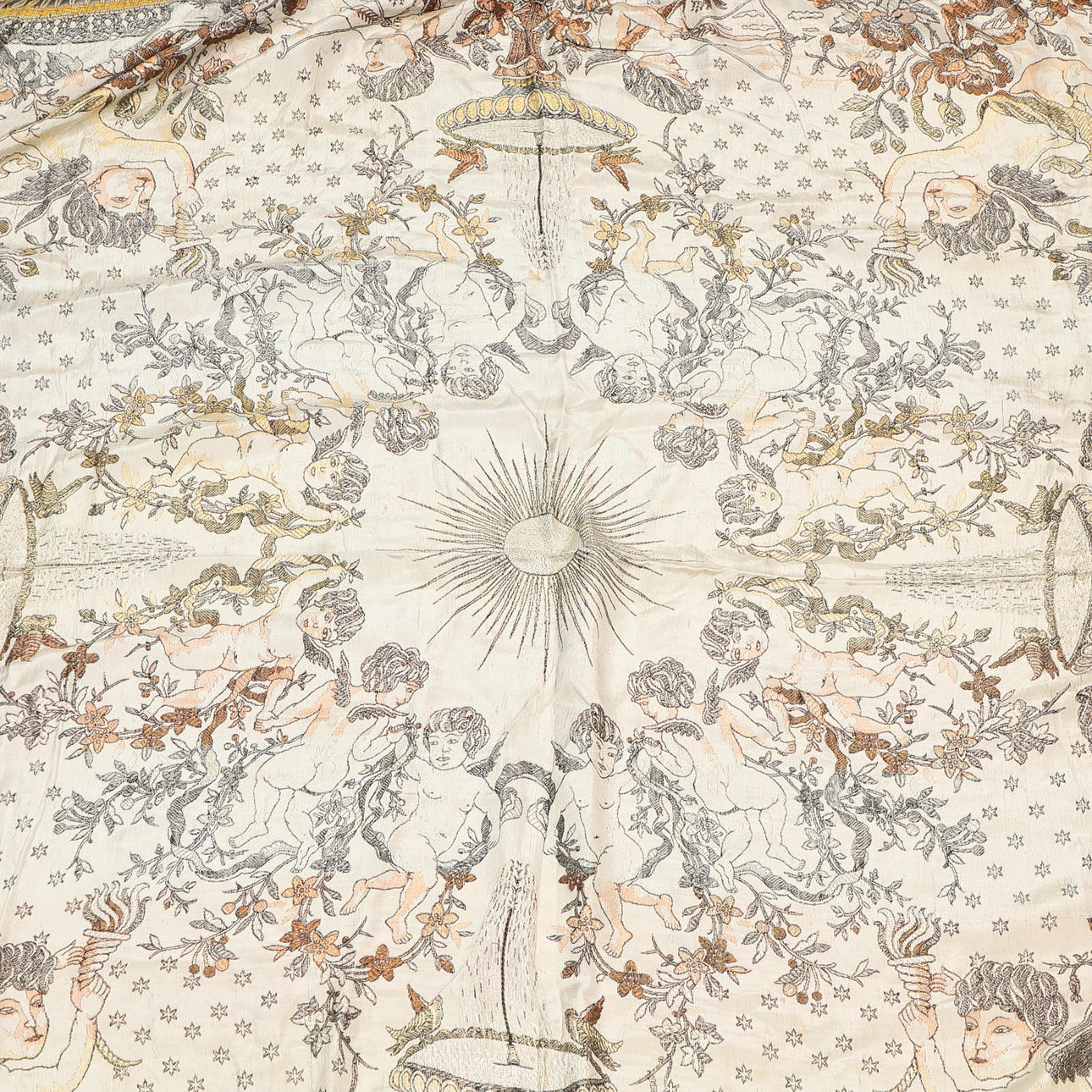 SÄNGÖVERKAST, maskinvävt, keruber, 1900-talets mitt.