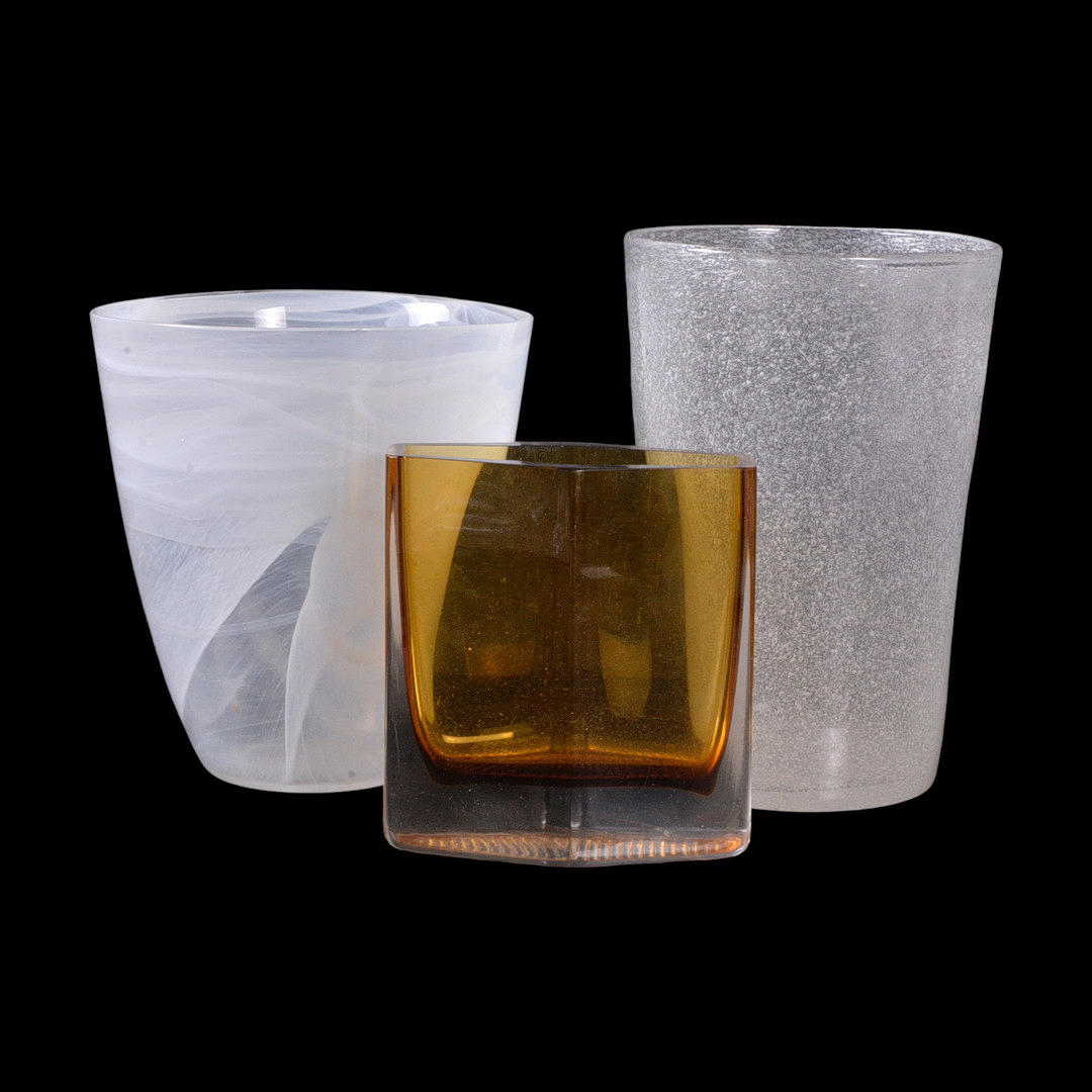 VASER, 3-stycken, glas, bla Ulrika Hydman Vallien.