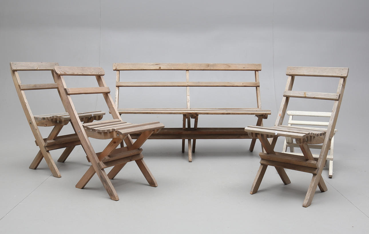 TRÄDGÅRDSMÖBEL, 6 delar, 1900-talets andra hälft.