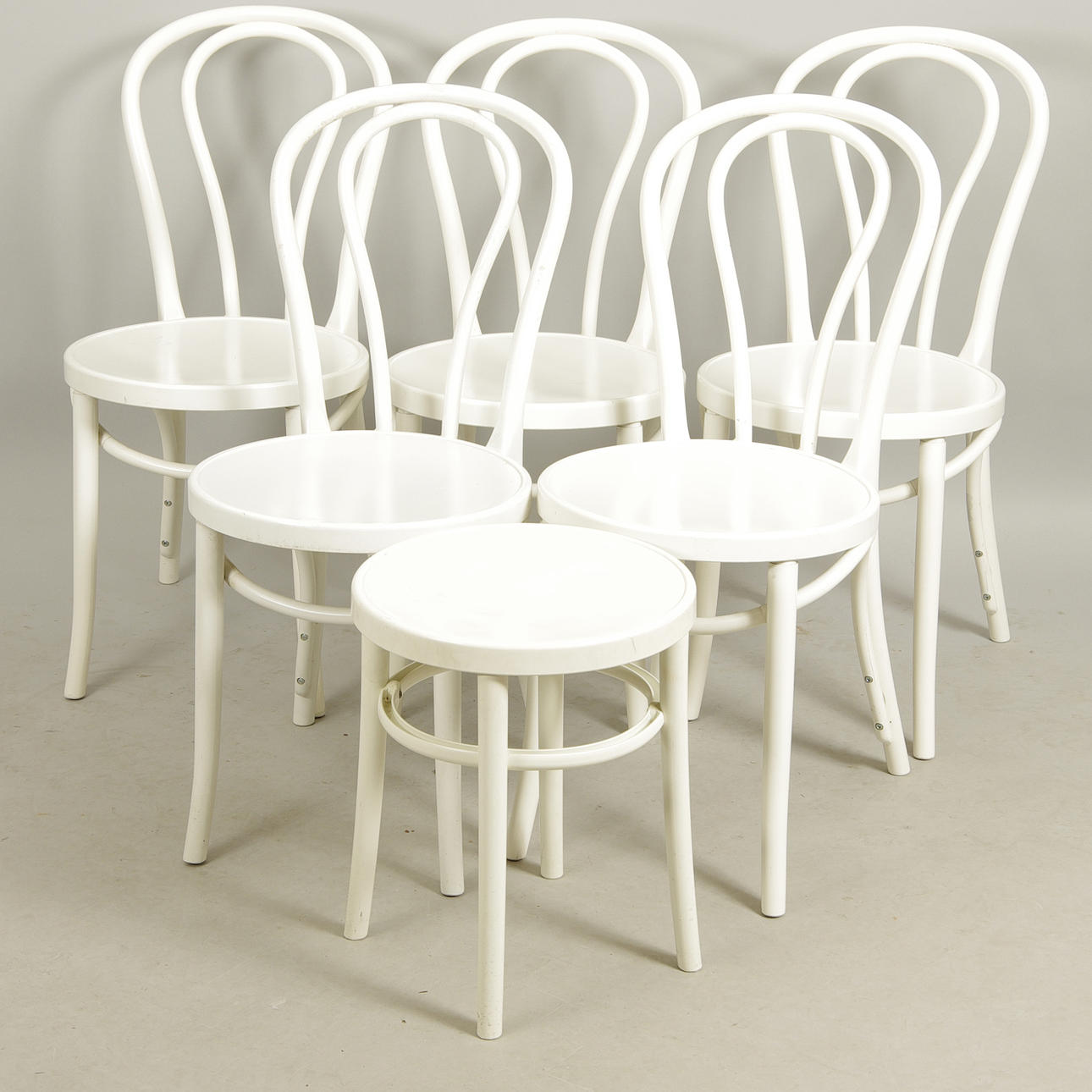 STOLAR, 5 stycken samt pall, "Öglan", Gillis Lundgren, IKEA, 1900-talets andra hälft.