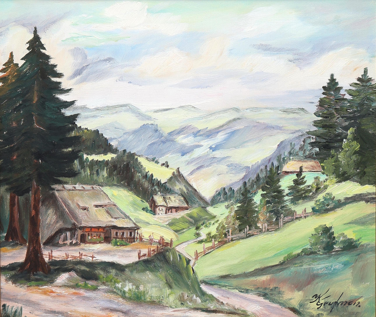 KERSTIN GRUFMAN, Öl auf Leinwand, Schild.