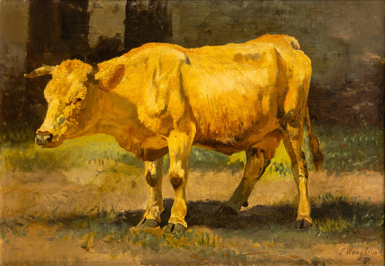 JOSEF WENGLEIN (1845-1919). Kuh auf der Weide.