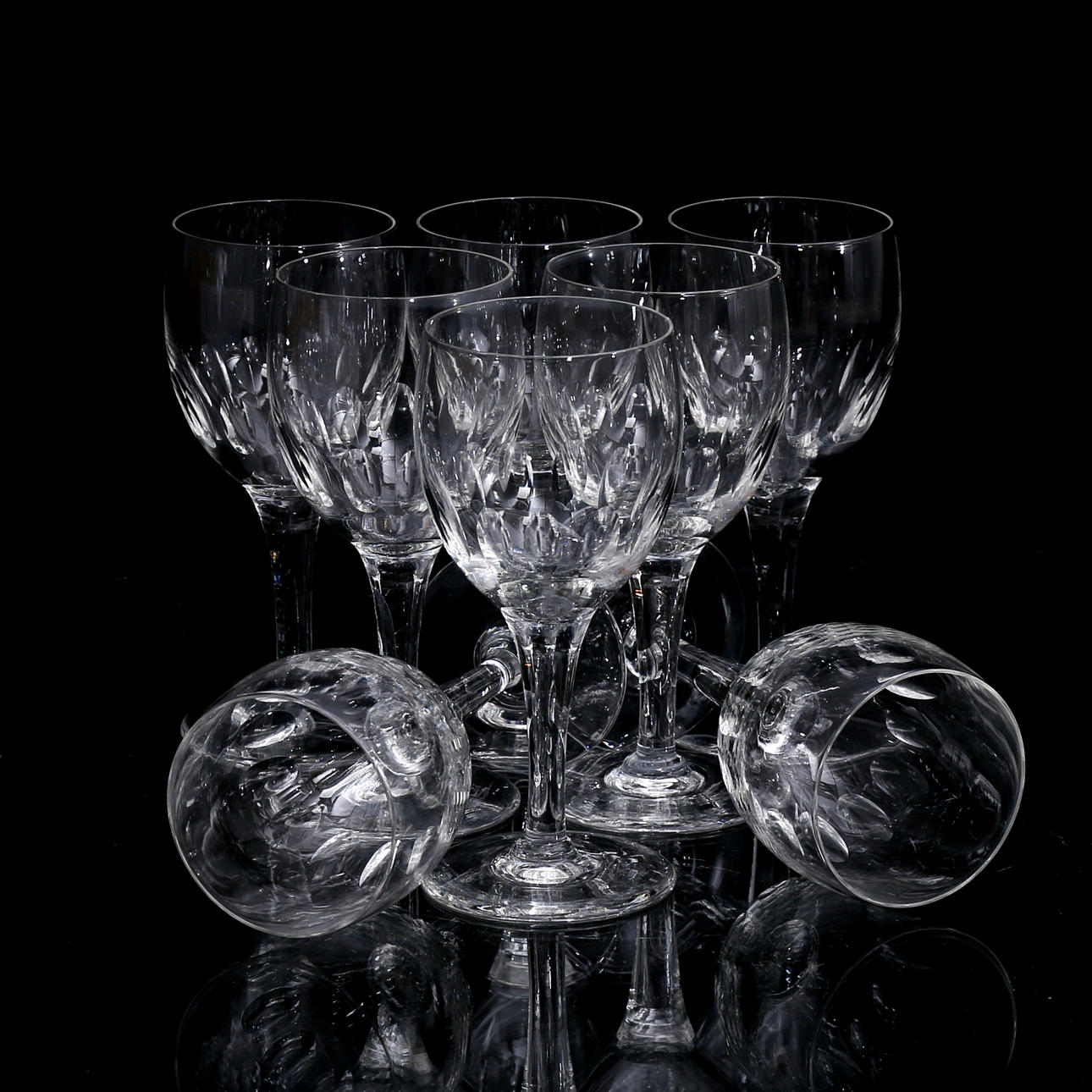 WINE GLASSES, olive cut, 8 pcs.