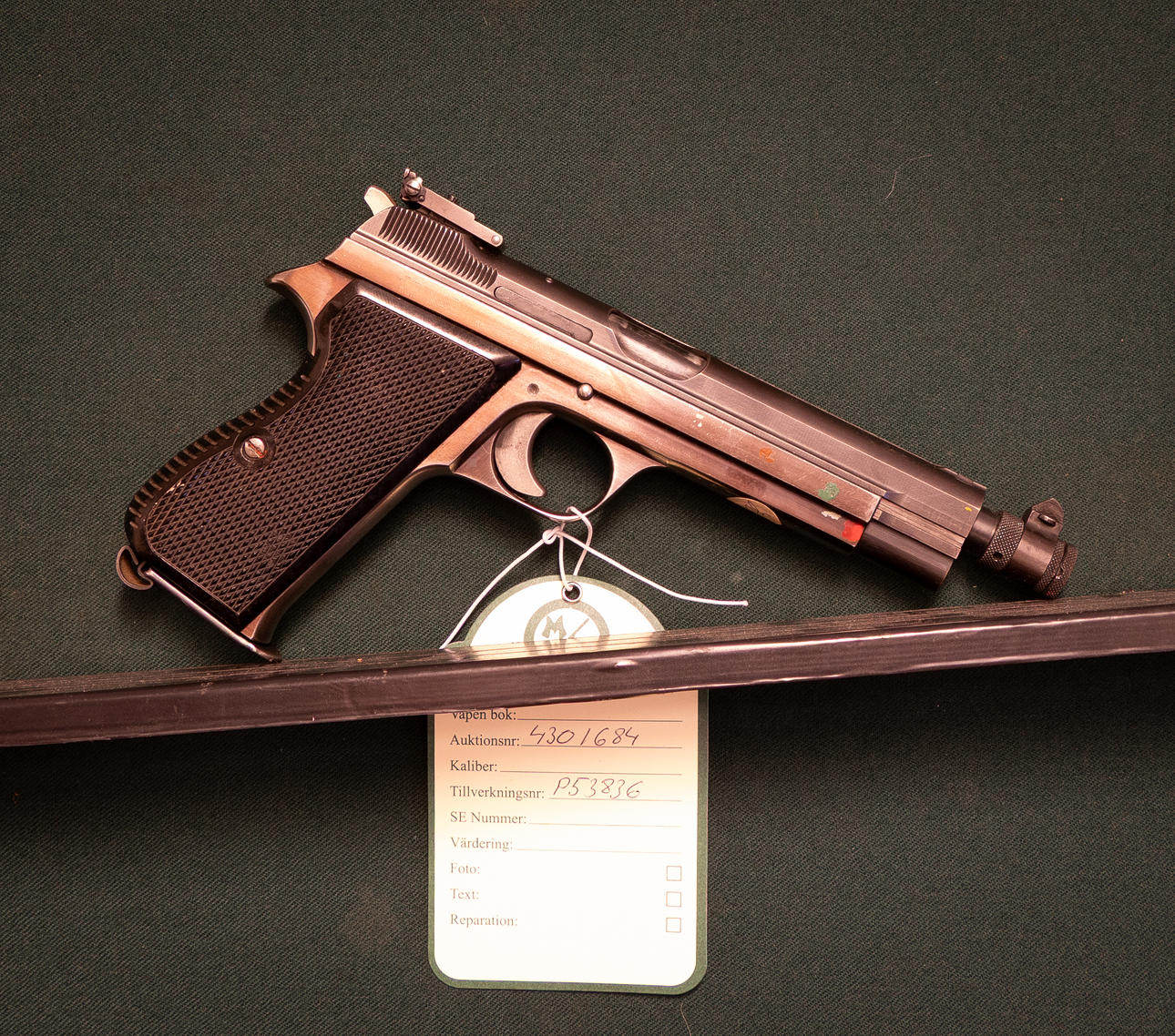 Sig Caliber 9x19. Supplerende nr. P53836.