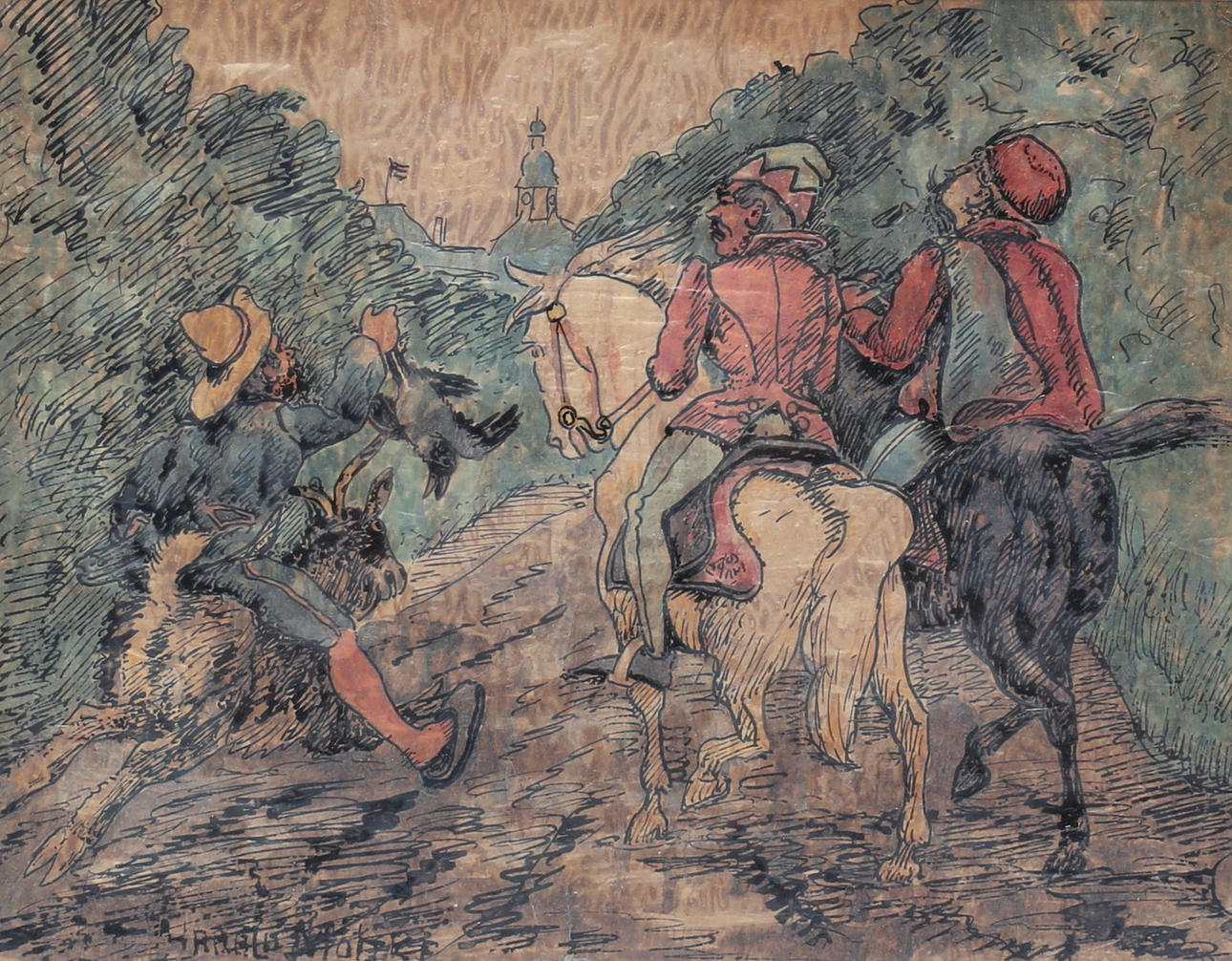 HARALD MOLTKE. Mixed media on paper, signed.