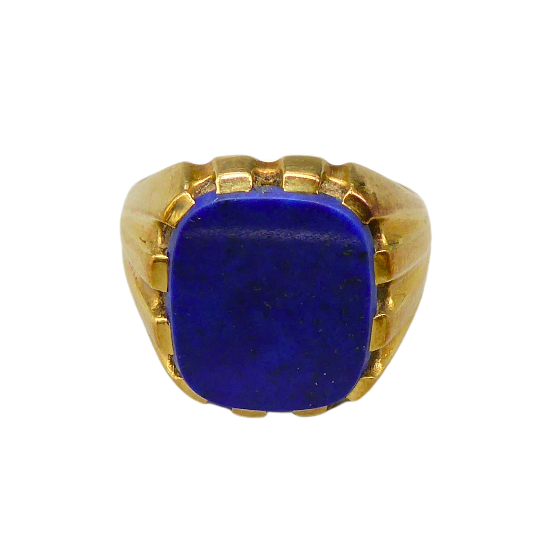 585 YELLOW GOLD SIGNET RING WITH LAPIS LAZULI.