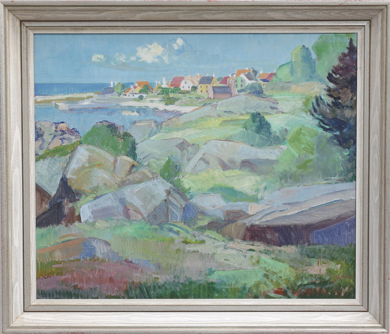 NIS STOUGAARD. Motiv från Bornholm. Olja på duk, signerad.