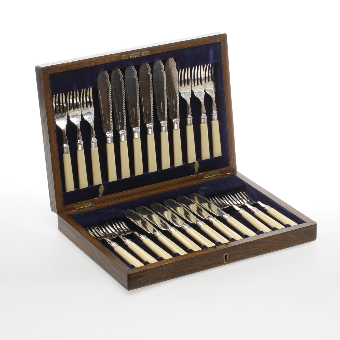 BESTICKSERVIS i originaletui, 24 delar, nysilver, Alexander Clark, England, 18/1900-tal.