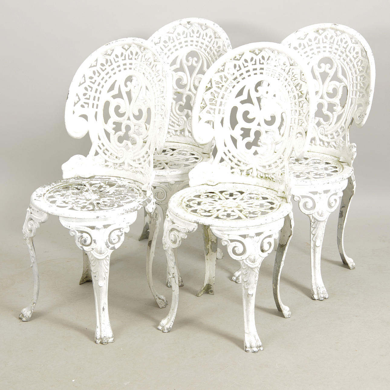 TRÄDGÅRDSSTOLAR, 4 stycken, vitmålad lättmetall.