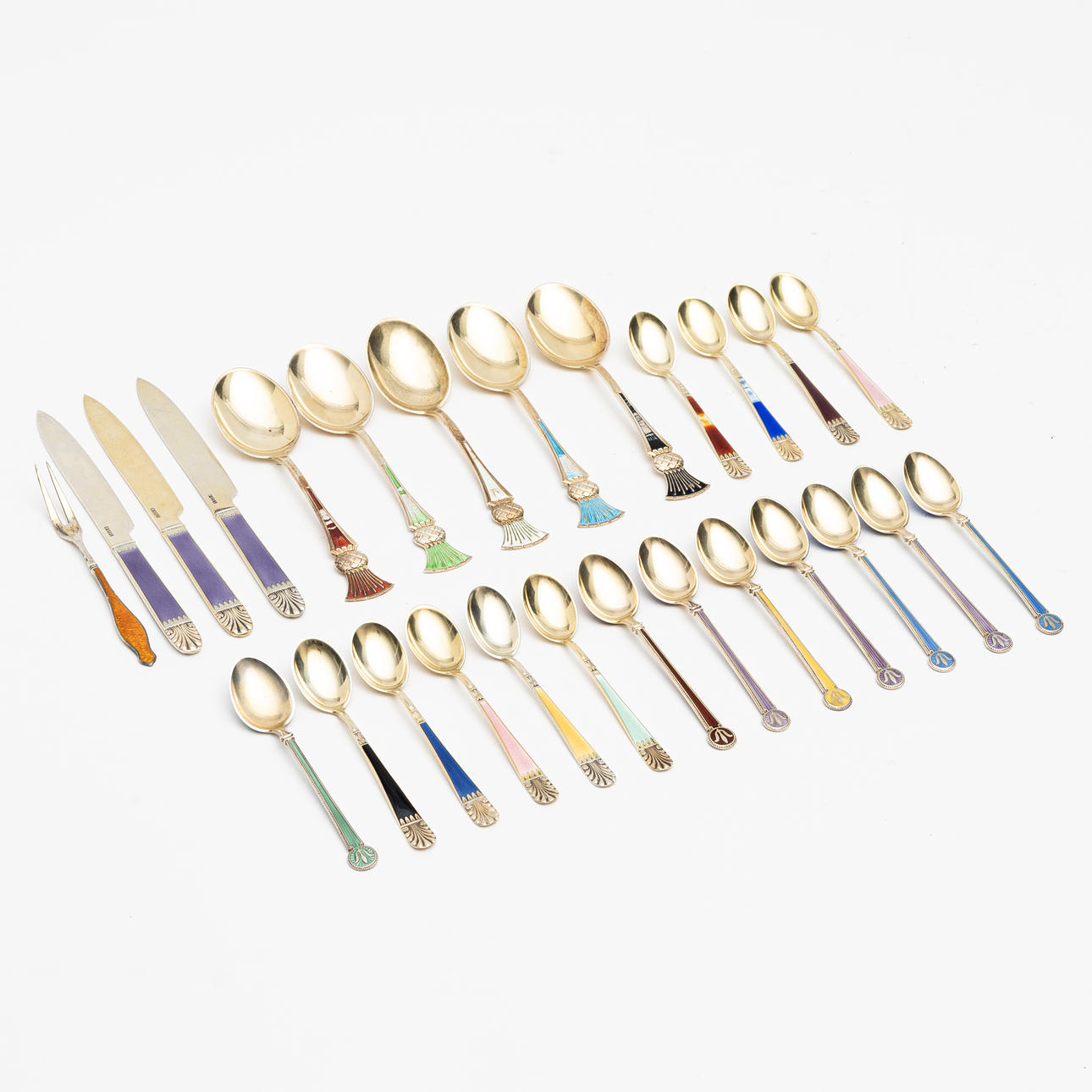 Setti 25 kpl, hopeaa, Norja, sininen. Töstrup.