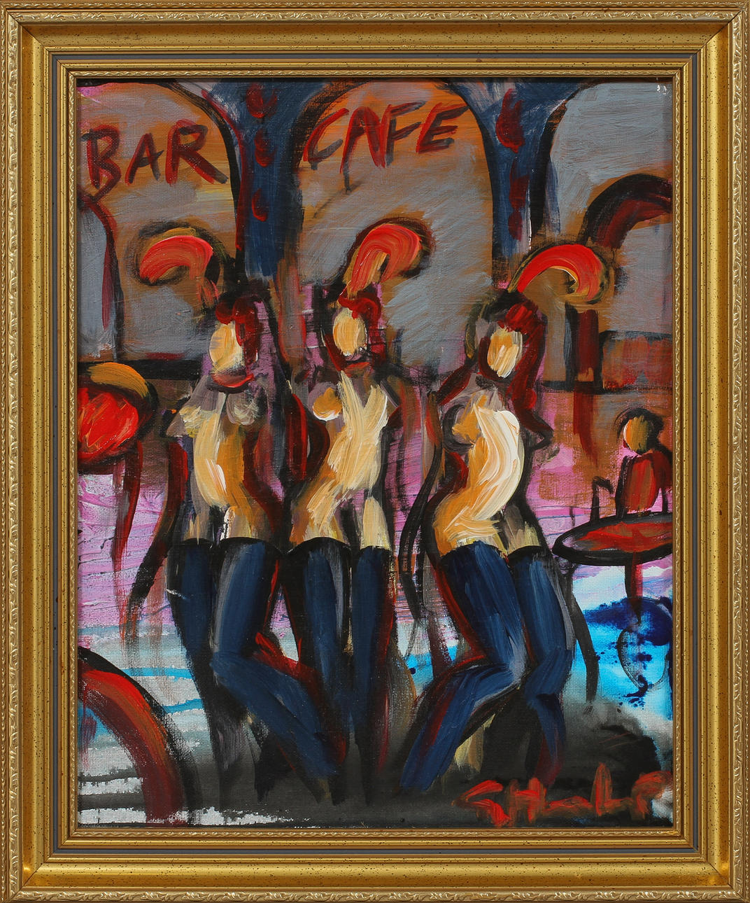 GÖRAN HAUSENKAMP. Figurscen, olja på duk, signerad.