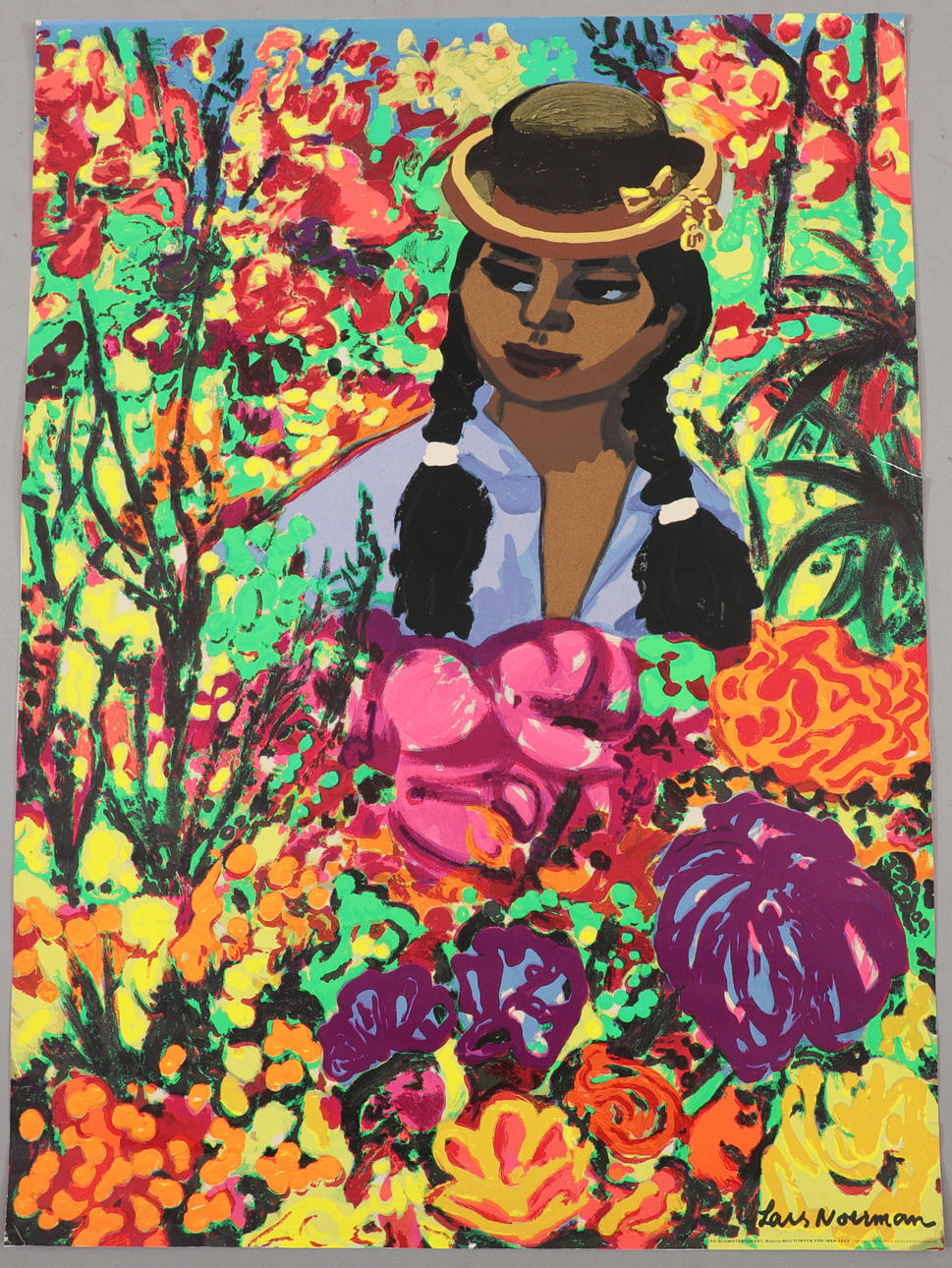 LARS NORRMAN. Plakat, „På Blomstertorget“, Multiprint til IKEA 1973.