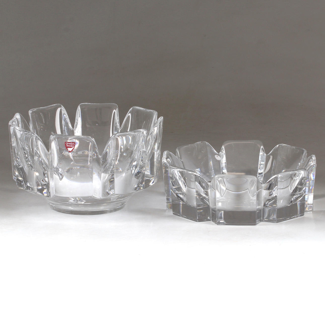 LARS HELLSTEN. Bowls, 2 pcs, glass, “Corona”, Orrefors.