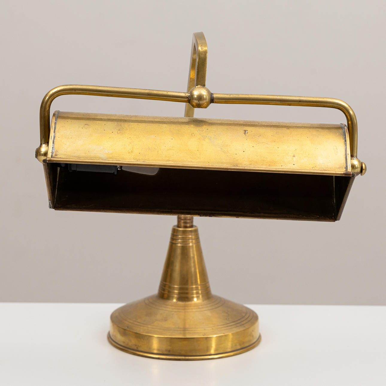 Table lamp, swivel arm, brass.