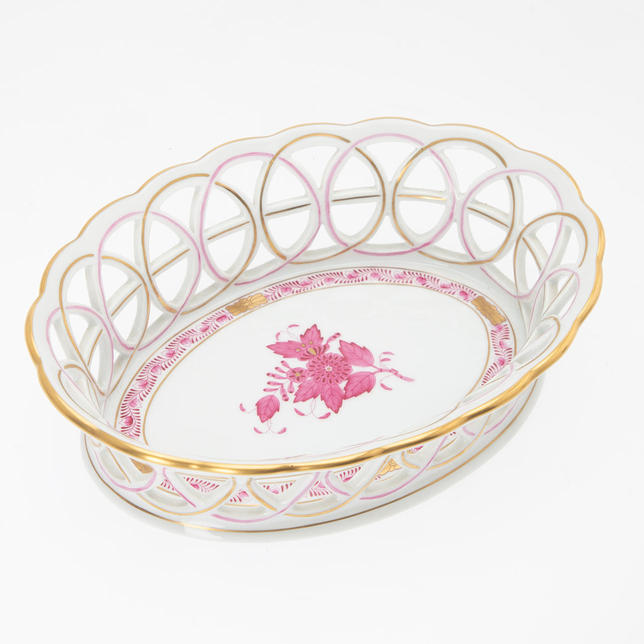 Herend, porslinskorg 'Apponyi purpur'.