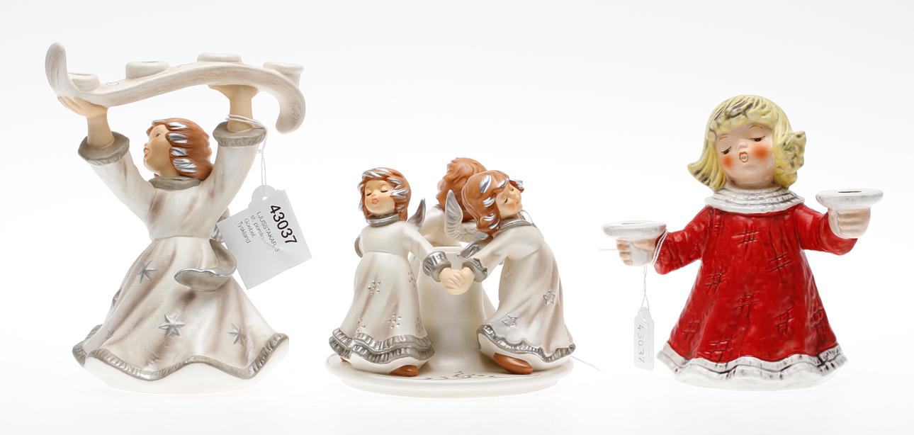 LJUSSTAKAR, 3 st, porslin, Goebel, Tyskland.