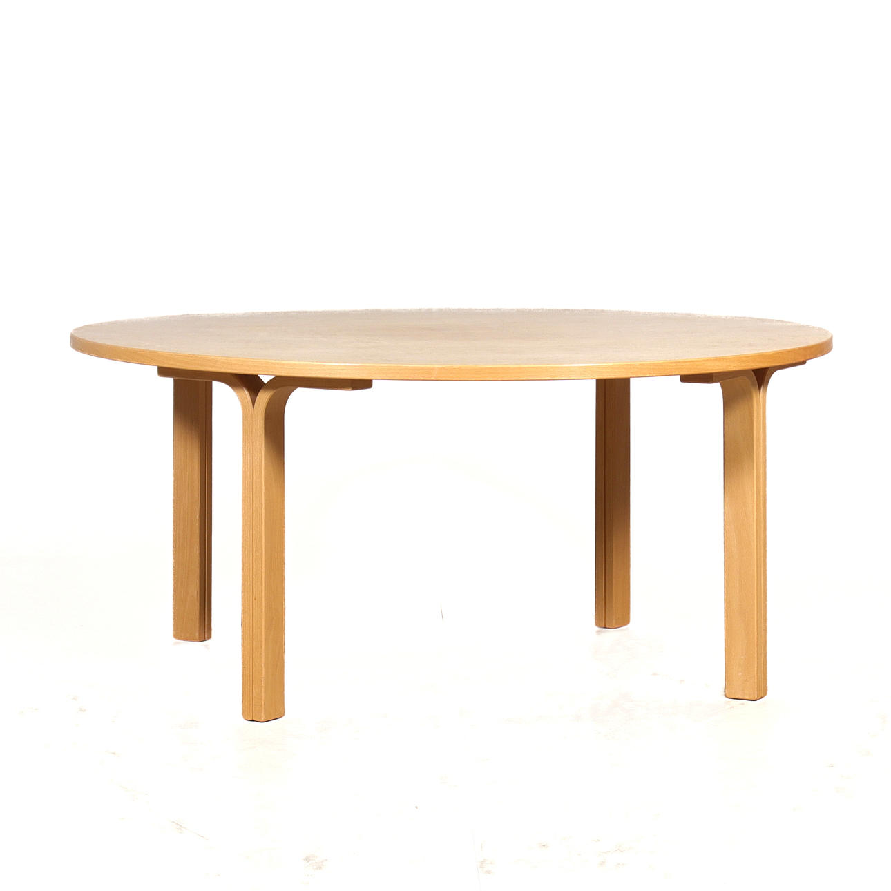 A 20th-century veneered masur birch coffee table.