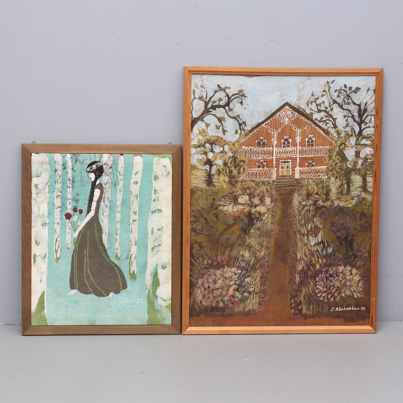 DAGNY BÄCKSTRÖM, 2 st, antikke malerier, 1980'er.