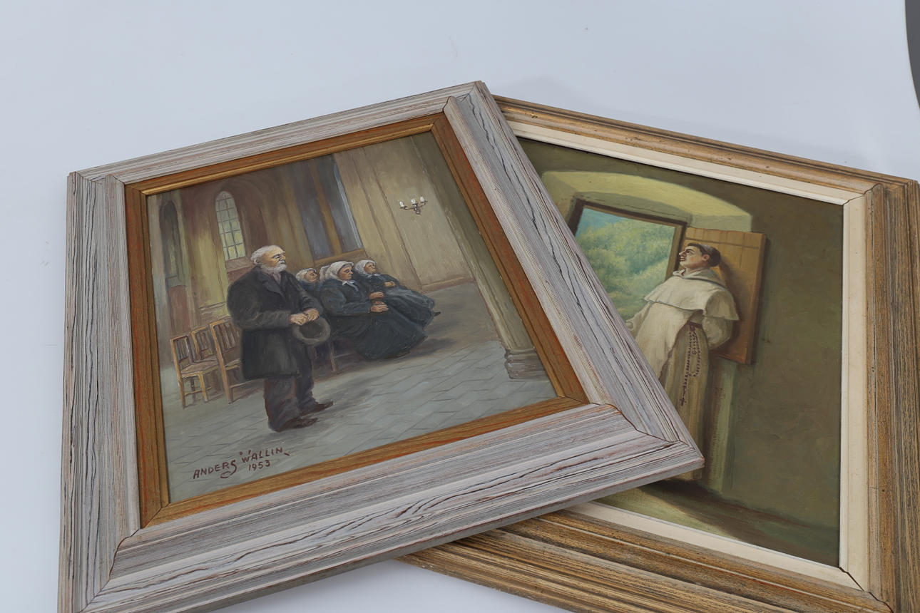 ANDERS WALLIN. Olja på duk och pannå, 2 stycken, signerade och daterade 1953.